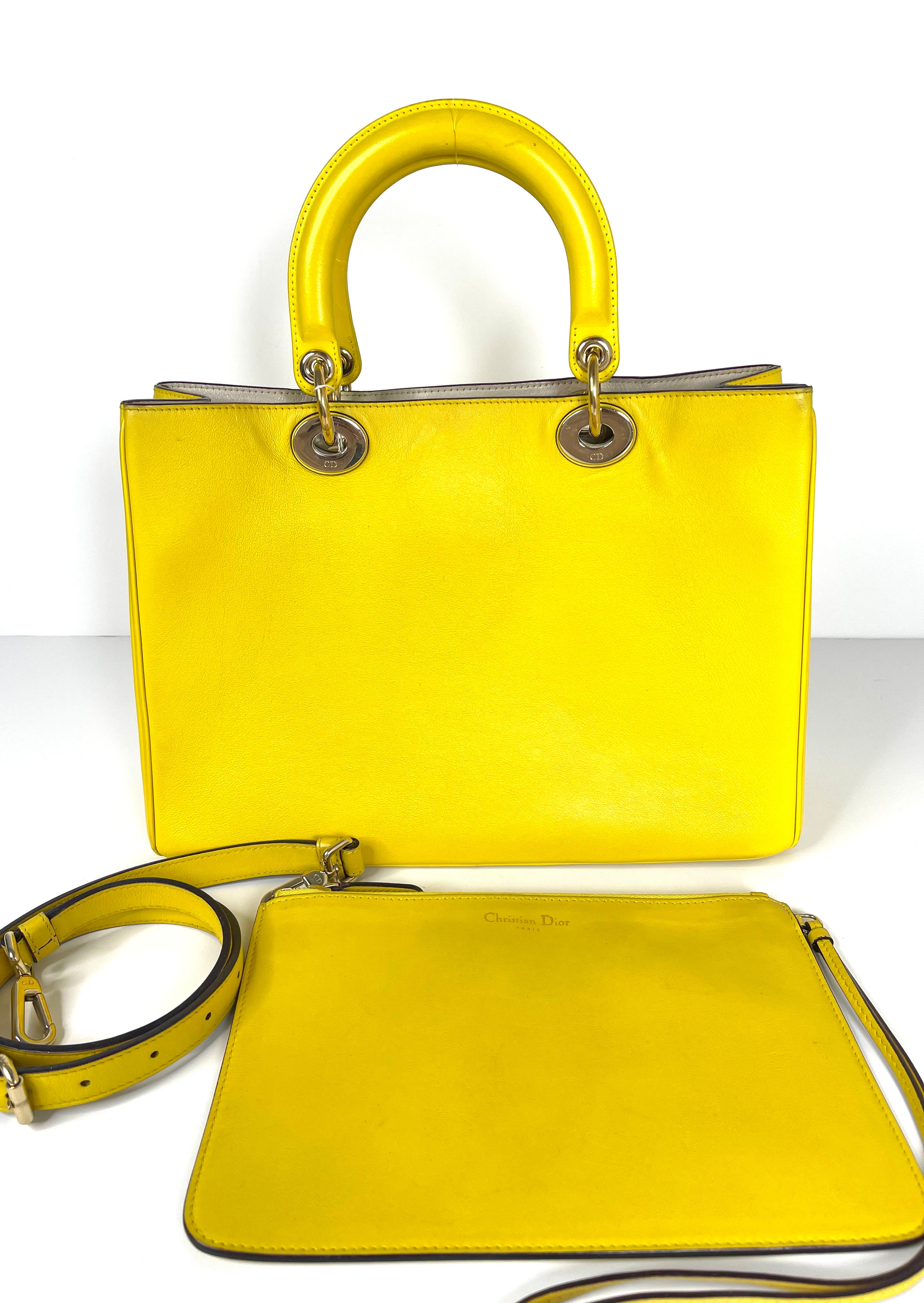 Christian Dior Yellow Leather Diorissimo Shopper Tote