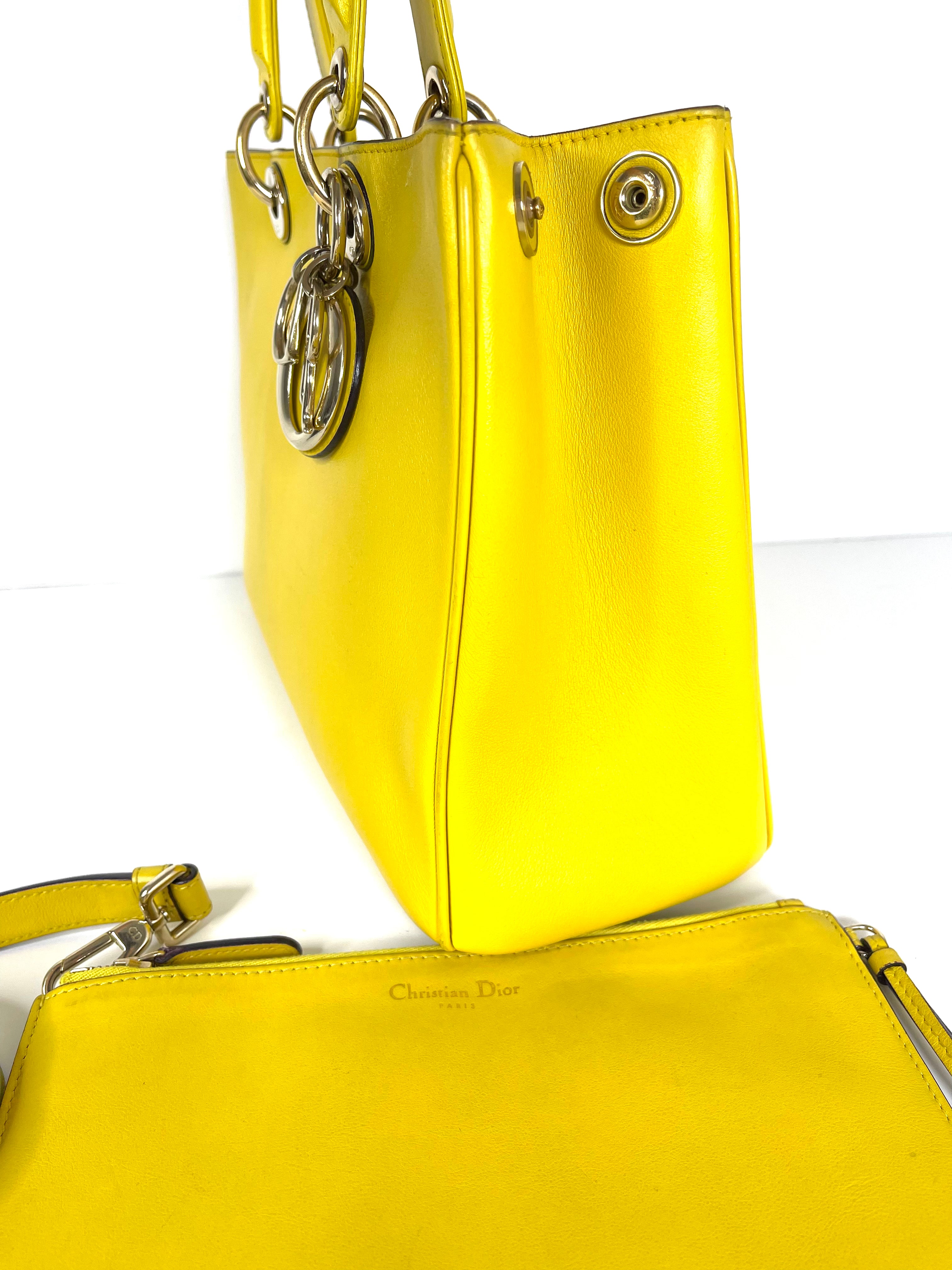 Christian Dior Yellow Leather Diorissimo Shopper Tote