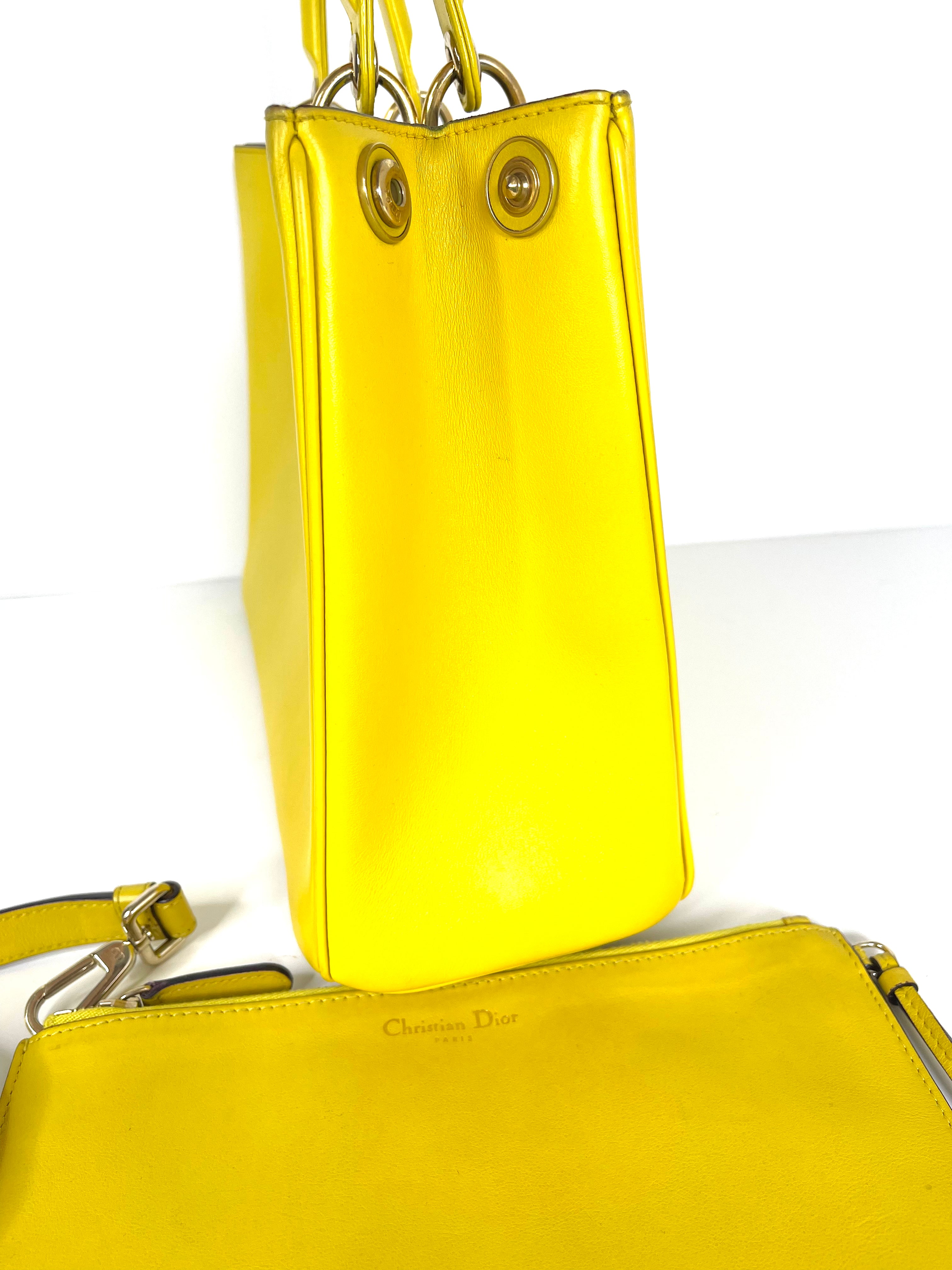 Christian Dior Yellow Leather Diorissimo Shopper Tote