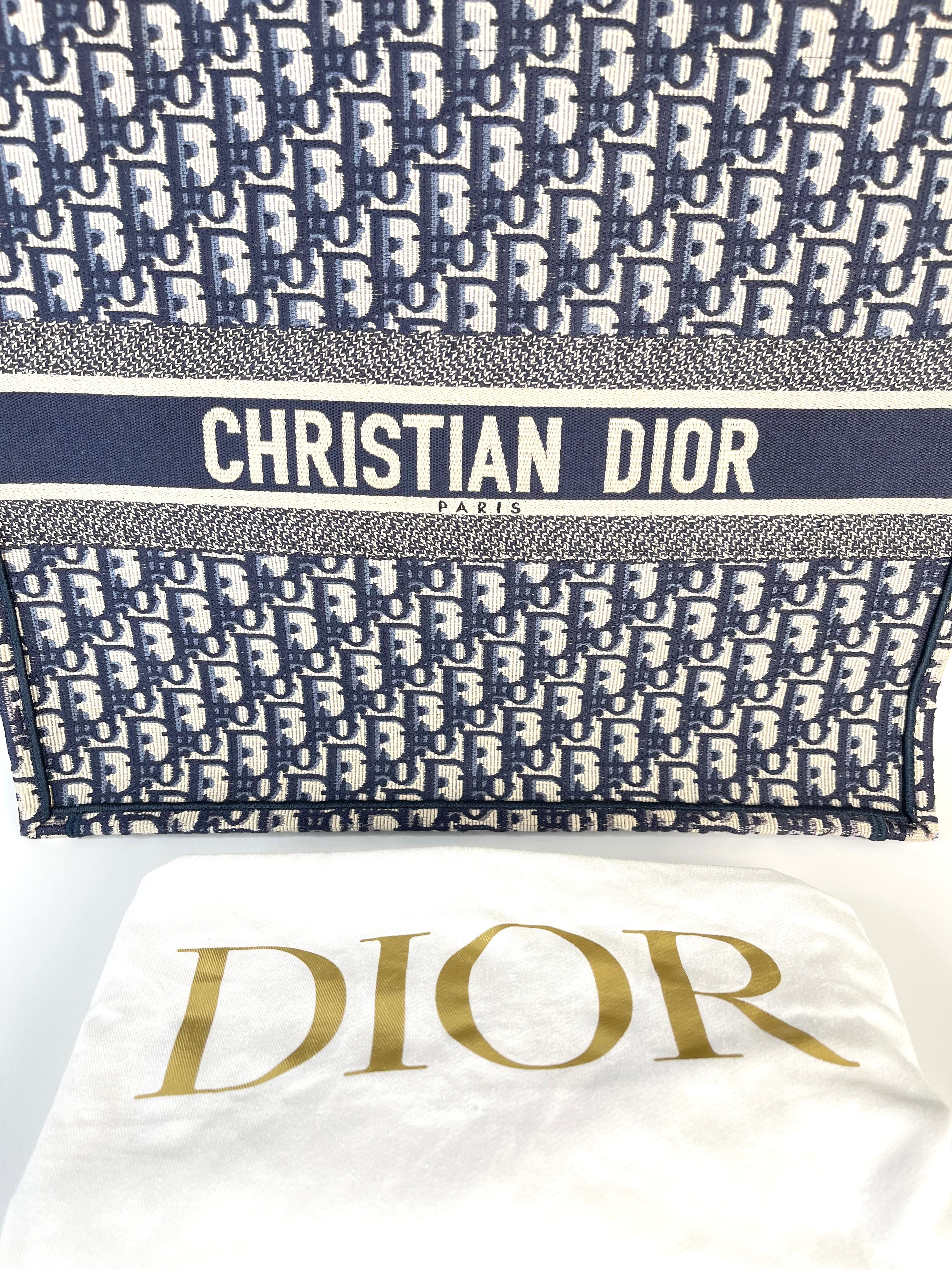 Christian Dior Oblique Blue Book Tote Top Handle Bag