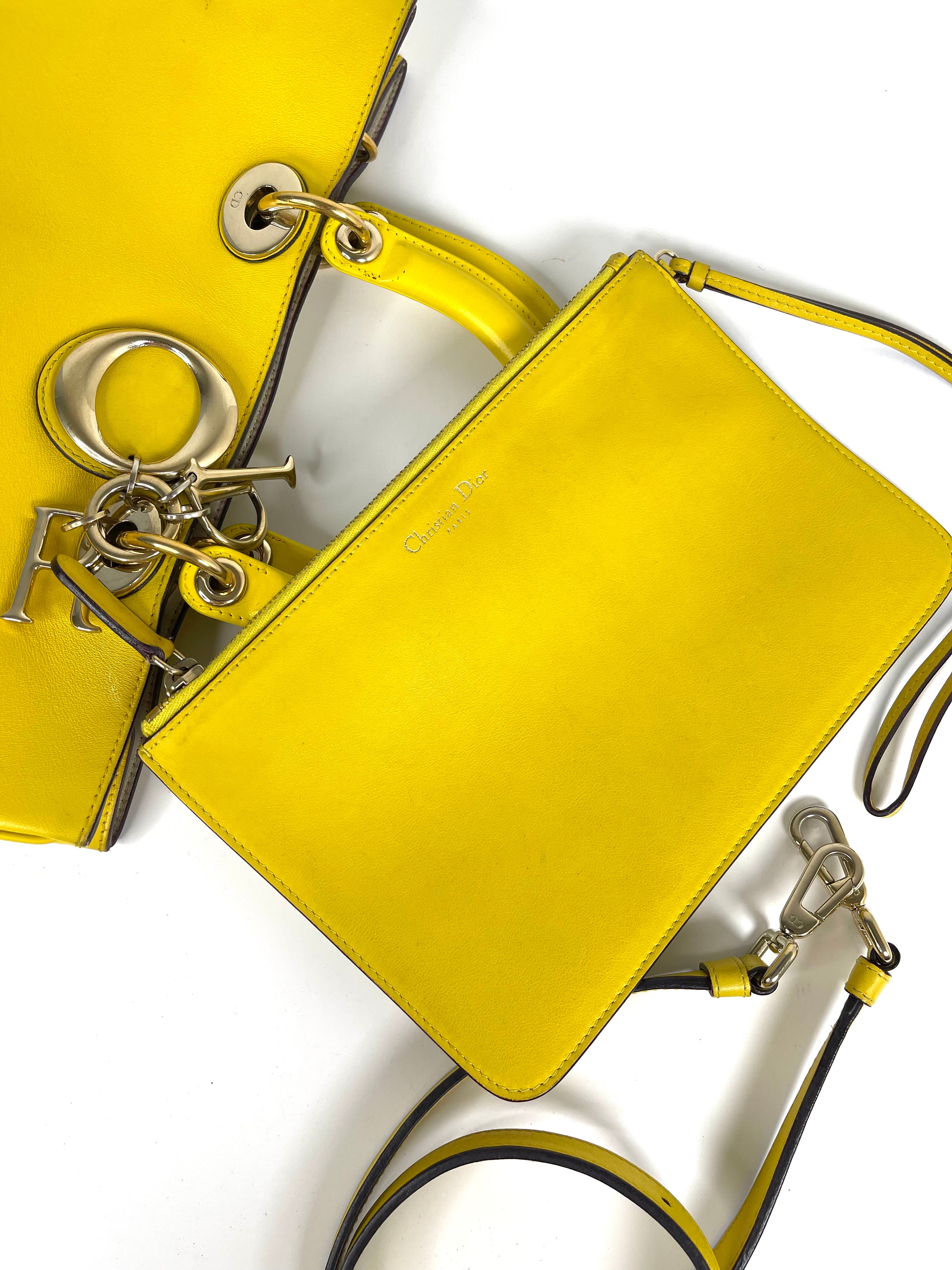 Christian Dior Yellow Leather Diorissimo Shopper Tote