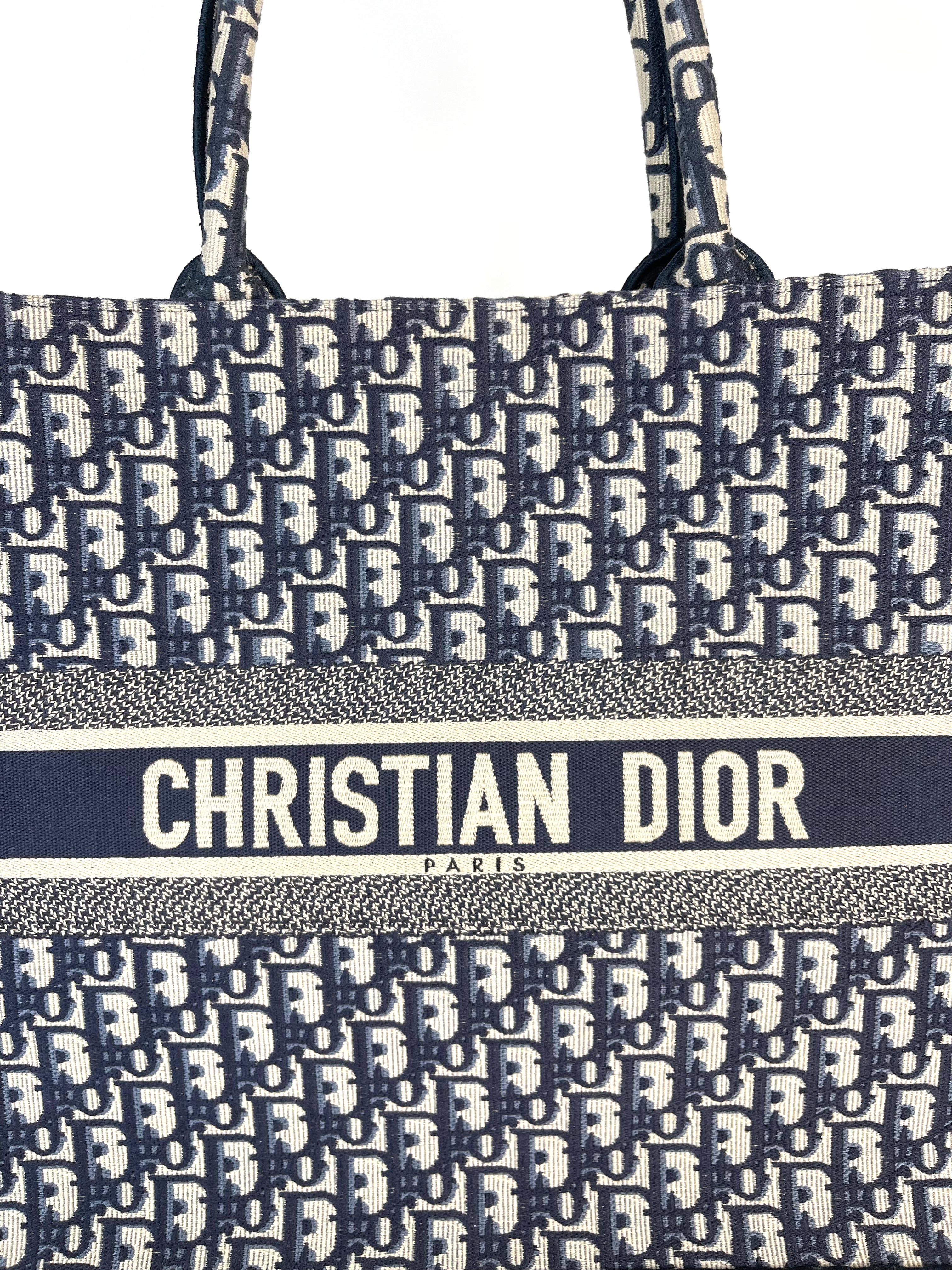 Christian Dior Oblique Blue Book Tote Top Handle Bag