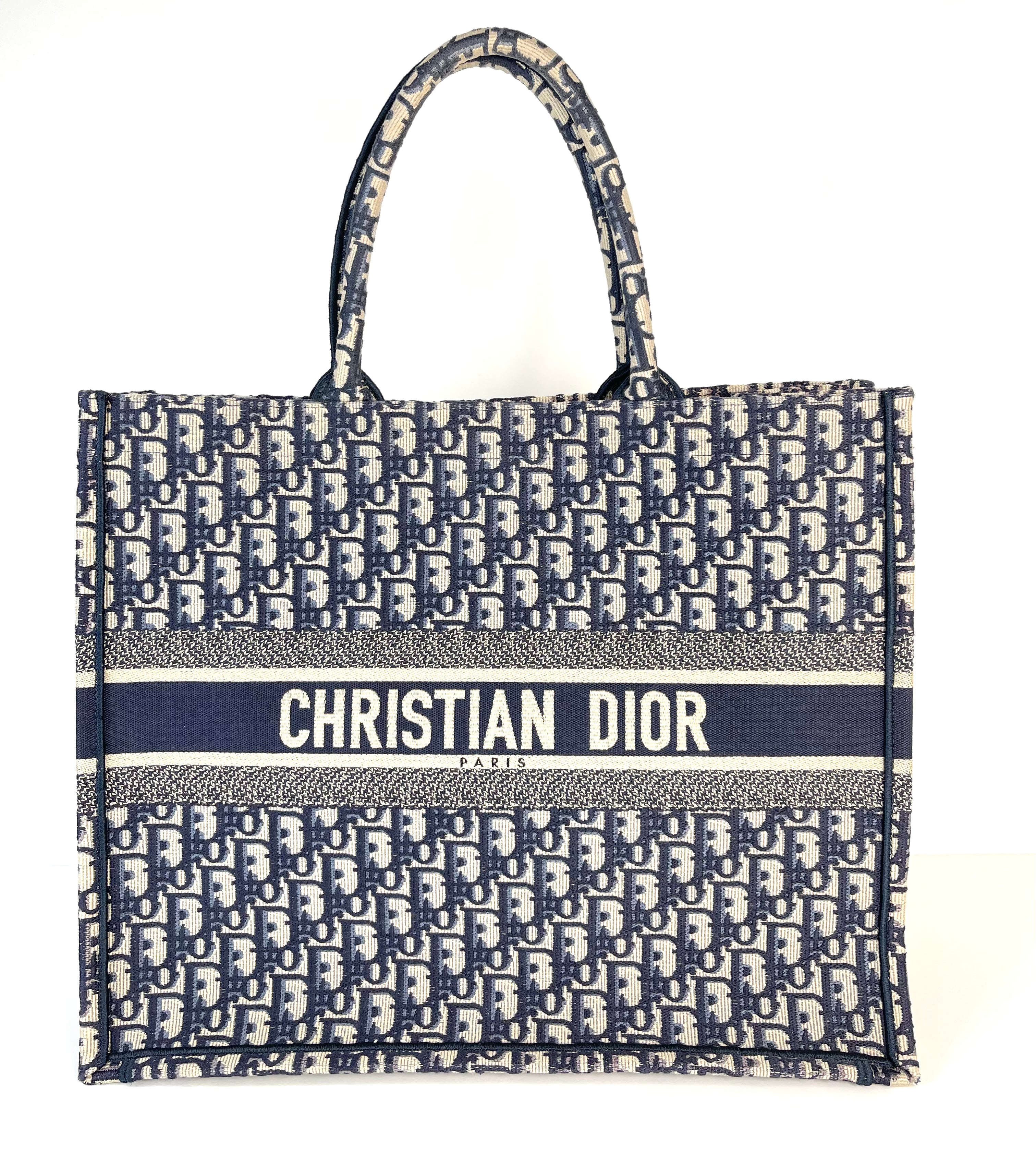 Christian Dior Oblique Blue Book Tote Top Handle Bag